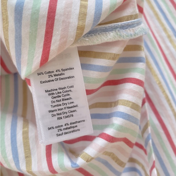 Vineyard Vines Girls Rainbow Striped Poplin Button Down Shirt Size 5, Like new! - Picture 4 of 5